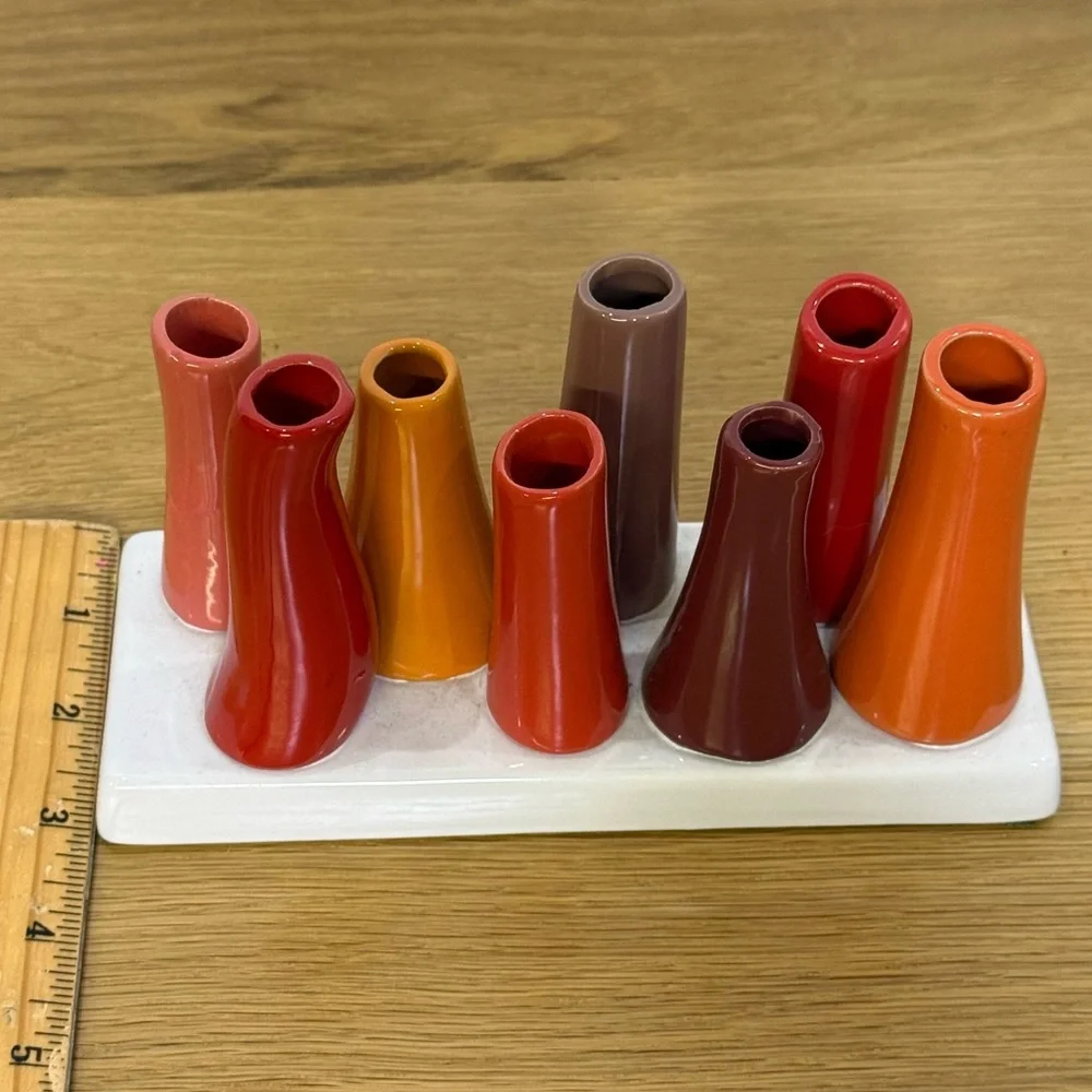 Chive MCM style Bud Vase Cluster Ceramic Flower Holder Orange, Red, Mustard